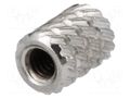 Threaded insert; brass; nickel; M2,5; L: 5.9mm; Øout: 4.5mm DREMEC DR11M2.5NI