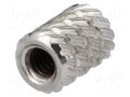 Threaded insert; brass; nickel; M2,5; L: 5.9mm; Øout: 4.5mm DREMEC DR11M2.5NI