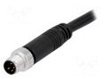 Connector: M8; 5m; male; PIN: 4; 3A; 30V; IP67; straight; plug AMPHENOL LTW 8-04AMMM-SL7A05