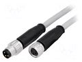 Cable: for sensors/automation; M8; PIN: 3; unshielded; 1.5m; plug HARTING 21348081380015