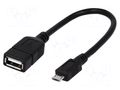 Cable; OTG,USB 2.0; USB A socket,USB B micro plug; 0.2m; black LOGILINK AA0035