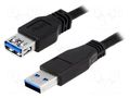 Cable; USB 3.0; USB A socket,USB A plug; nickel plated; 2m; black LOGILINK CU0042