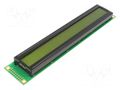 Display: LCD; alphanumeric; STN Positive; 40x2; 182x33.5x14mm; LED DISPLAY ELEKTRONIK DEM40271SYH-LY-C