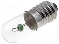 Filament lamp: miniature; E10; 6.3VDC; 300mA; Bulb: cylindrical; 2W BRIGHTMASTER LAMP-E10/6/300