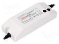 Power supply: switching; LED; 61.2W; 36VDC; 1÷1.7A; 90÷305VAC; IP64 MEAN WELL HLN-60H-36A