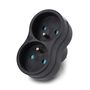 Electrical splitter - 2 grounded sockets - black - DPM P902B DPM-24086 5906881219386