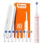 Rotary  toothbrush with tips set and travel case Bitvae R2 (pink), Bitvae R2 Pink+heads+case