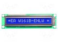 Display: LCD; alphanumeric; STN Negative; 16x1; blue; 122x33mm; LED DISPLAY VISIONS EAW161B-ENLW