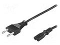 Cable; 2x0.75mm2; CEE 7/16 (C) plug,IEC C7 female; PVC; 5m; black Goobay CABLE-704-5.0BK