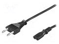 Cable; 2x0.75mm2; CEE 7/16 (C) plug,IEC C7 female; PVC; 1.8m GOOBAY CABLE-704-1.8BK