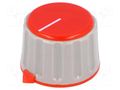 Knob; with pointer; Øshaft: 6mm; Ø29x20mm; Shaft: knurled; red SR PASSIVES GWW29-RD