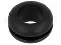 Grommet; Ømount.hole: 9.5mm; Øhole: 8mm; PVC; black; -30÷60°C HELLERMANNTYTON HV1208