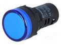Control lamp; 22mm; L22; -20÷60°C; Illumin: LED; 230V; Ø22.5mm; IP65 AUSPICIOUS L22-BL-220