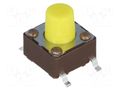 Microswitch TACT; SPST-NO; Pos: 2; 0.05A/12VDC; SMT; none; 5.2N DIPTRONICS DTSM-63Y-V-B