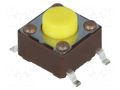 Microswitch TACT; SPST-NO; Pos: 2; 0.05A/12VDC; SMT; none; 5.2N DIPTRONICS DTSM-62Y-V-B