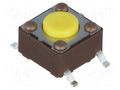 Microswitch TACT; SPST-NO; Pos: 2; 0.05A/12VDC; SMT; none; 5.2N DIPTRONICS DTSM-61Y-V-B