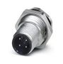 FLUSH TYPE CONN, PLUG, 4POS, M12, PANEL 1404979