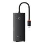 HUB  Adapter 4-Port USB-C Baseus OS-Lite 25cm (Black), Baseus WKQX080101