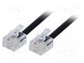 Cable: telephone; RJ11 plug,both sides; 7m; black BQ CABLE TEL-RJ11-BK/07