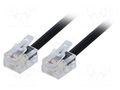 Cable: telephone; RJ11 plug,both sides; 2m; black BQ CABLE TEL-RJ11-BK/02