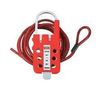 LOCKOUT HASP W/CABLE, 149.9MM, STL, RED PSL-MLDT