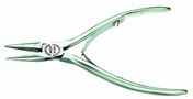 INOX high-grade snipe nose pliers, 120 mm, straight, short plain jaws, with screwed stainless double leaf spring 33-255