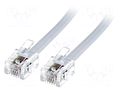 Cable: telephone; RJ11 plug,both sides; 20m; white BQ CABLE TEL-RJ11-WH/20