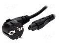 Cable; 3x0.75mm2; CEE 7/7 (E/F) plug angled,IEC C5 female; PVC LIAN DUNG SN314-3/07/3BK