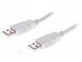 Cable; USB 2.0; USB A plug,both sides; 3m; grey; CCA; 24AWG,28AWG BQ CABLE CAB-USB2AA/3.0-GY