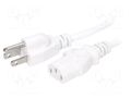 Cable; 3x18AWG; IEC C13 female,NEMA 5-15 (B) plug; PVC; 5m; white LIAN DUNG SN22-3/18/5WH
