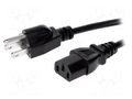 Cable; 3x18AWG; IEC C13 female,NEMA 5-15 (B) plug; PVC; 5m; black LIAN DUNG SN22-3/18/5BK