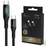 Extralink Smart Life USB Type-C to Type-C Cable Braided Black with LED display | USB-C Cable | 100W, 200cm, EXTRALINK CABESL04 5906168630415