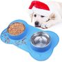 Double Dog Cat Bowl Extralink Pets, Metal Non-Slip 2 Bowls + Mat pet-838, EXTRALINK EX.37964 5906168637964
