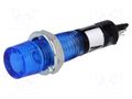 Indicator: with neon lamp; recessed; blue; 12VAC; Cutout: Ø7.5mm NINIGI NI-2FBL-12V