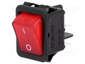 ROCKER; DPST; Pos: 2; ON-OFF; 16A/250VAC; red; neon lamp; 230V; 20mΩ CANAL ELECTRONIC R2101C5GBR9NWC