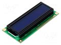 Display: LCD; alphanumeric; STN Negative; 16x2; blue; 80x36mm; LED DISPLAY VISIONS EAW162B-N3LW