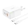 Charger Foneng GAN65 USB-A, 2x USB-C GaN 65W with USB-C cable, Foneng GAN65 C-C