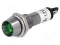 Indicator: LED; recessed; green; 12VDC; Ø8.2mm; IP40; for soldering NINIGI IND8-12G-B