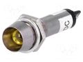 Indicator: LED; recessed; yellow; 12VDC; Ø8.2mm; IP40; metal NINIGI IND8-12Y-B