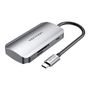 USB-C to 3x USB3.0 Docking Station, SD, TF, PD 0.15m Vention TNHHB, gray, Vention TNHHB