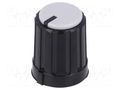 Knob; miniature,with pointer; plastic; Øshaft: 6mm; Ø13.3x16.5mm SR PASSIVES GTC6M-13X16-S