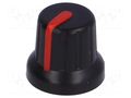 Knob; miniature,with pointer; ABS; Øshaft: 6mm; Ø16x14mm; black SR PASSIVES GMN-4RD