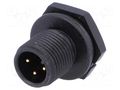Connector: M12; socket; PIN: 3; male; 250V; IP68; soldering; plastic AMPHENOL LTW LTWM12P-03PMMS-SC