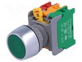 Switch: push-button; 22mm; Stabl.pos: 1; NC + NO; green; 3A/230VAC AUSPICIOUS LBF22-1-O/C-G