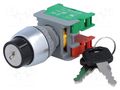 Switch: rotary with key; 22mm; Stabl.pos: 2; NC + NO; none; IP65 AUSPICIOUS KS22-1-O/C