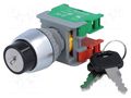 Switch: rotary with key; 22mm; Stabl.pos: 2; NC + NO; none; IP65 AUSPICIOUS KS22-1-O/C
