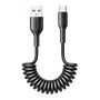 Fast Charging cable for car Joyroom USB-A to Type-C Easy-Travel Series 3A 1.5m, coiled (black), Joyroom SA38-AC3 1.5m Bl