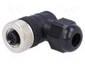 Connector: M12; plug; PIN: 4; female; angled 90°; IP67; for cable LUMBERG AUTOMATION RKCW4/9