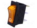 ROCKER; SPST; Pos: 2; ON-OFF; 10A/250VAC; yellow; neon lamp; 250V SCI RS1391BBY2N2