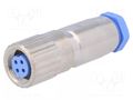 Connector: M9; plug; female; Plating: gold-plated; Urated: 60V; 3A TE Connectivity T01-0550-S04